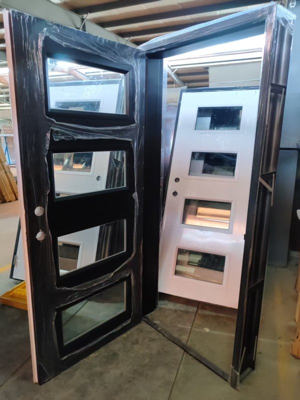 4-Lite 3'x8' Single Entry Fireproof Door with Insulated Fire Rated Glass