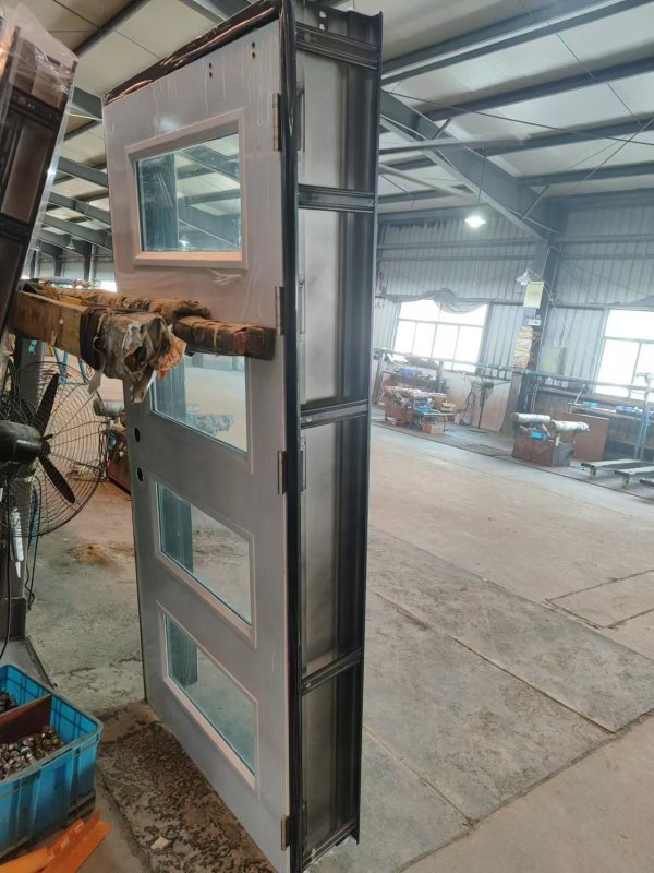 4-Lite 3'x8' Single Entry Fireproof Door with Insulated Fire Rated Glass