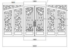 8'x10' Wrought Iron Double Front Door with Side Lites and Screen Door