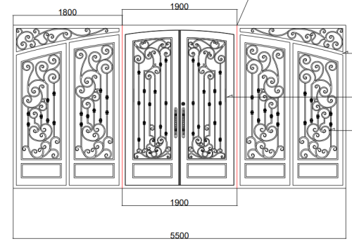 8'x10' Wrought Iron Double Front Door with Side Lites and Screen Door