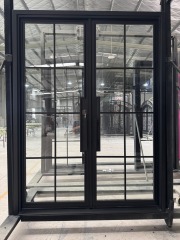Double iron front glass door with transom