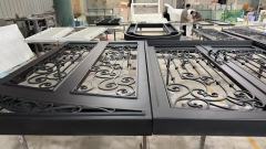 8'x10' Wrought Iron Double Front Door with Side Lites and Screen Door