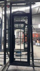 Double iron front glass door with transom