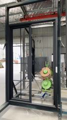 Double iron front glass door with transom