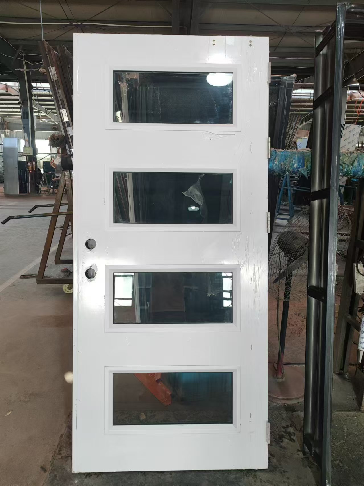 4-Lite 3'x8' Single Entry Fireproof Door with Insulated Fire Rated Glass