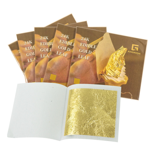 24K Genuine Edible Gold Leaf, 10 Sheets Gold Foil, Loose Leaf for Cake and  Coffee, 3.15