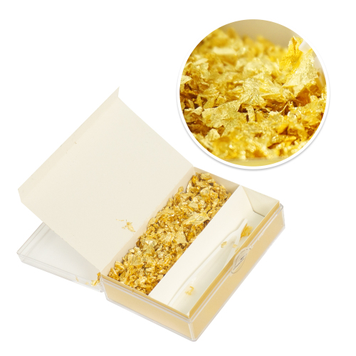 24K Edible Gold Leaf Flakes, 200mg Genuine Gold Flakes for Cakes