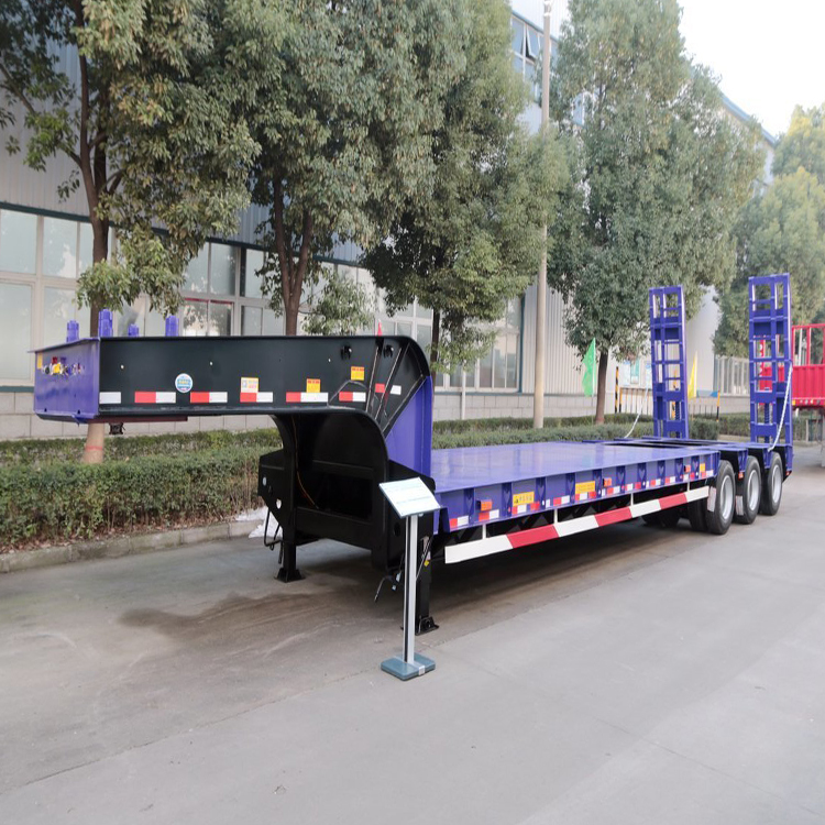 3Axle Truck 40feet Low Flatbed Flat Lowbed Gooseneck lowboy Semi Trailers Tri for sale