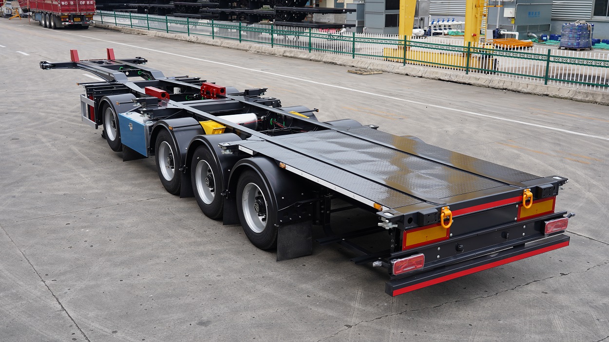 3Axle Truck 40feet Skeleton Skeletal Container Gooseneck Chassis Semi Trailers Tri for sale