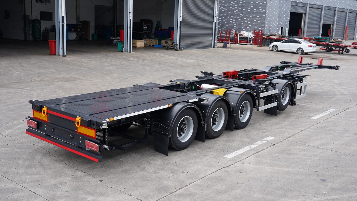 3Axle Truck 40feet Skeleton Skeletal Container Gooseneck Chassis Semi Trailers Tri for sale
