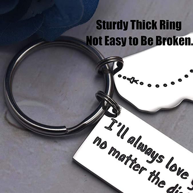 Love Keychains for Couples I Love You More Than The Miles Between Us I Will See You Soon Long I'll Always Love You No Matter The Distance Long