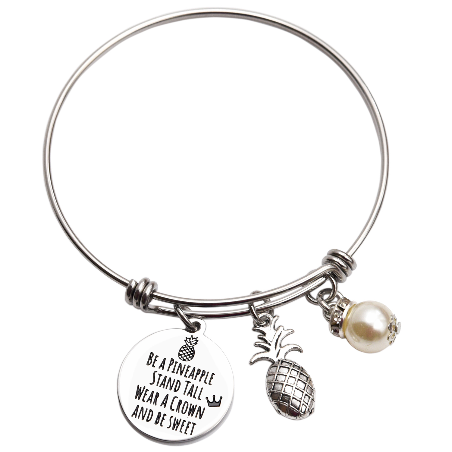 LParkin Pineapple Bracelet Be A Pineapple Sand Tall Wear A Crown Tropical Inspirational Bangle Bracelet Friendship Bracelets Gift