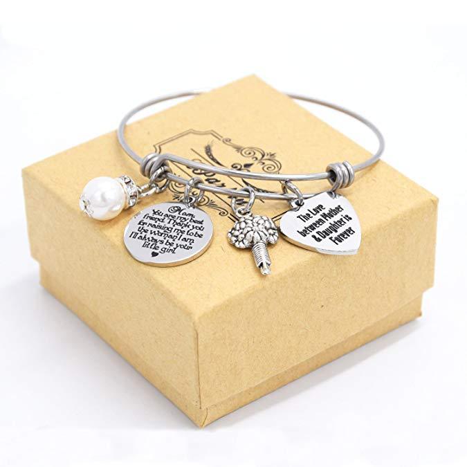 Wedding Gift for Mom Stainless Steel Bangle Bracelet The Love Between Mother And Daughter Is Forever