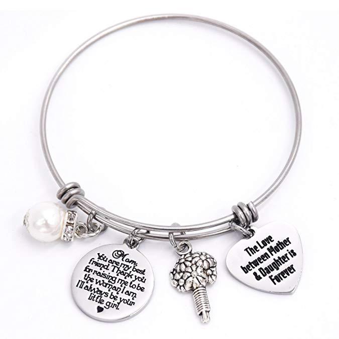 Wedding Gift for Mom Stainless Steel Bangle Bracelet The Love Between Mother And Daughter Is Forever