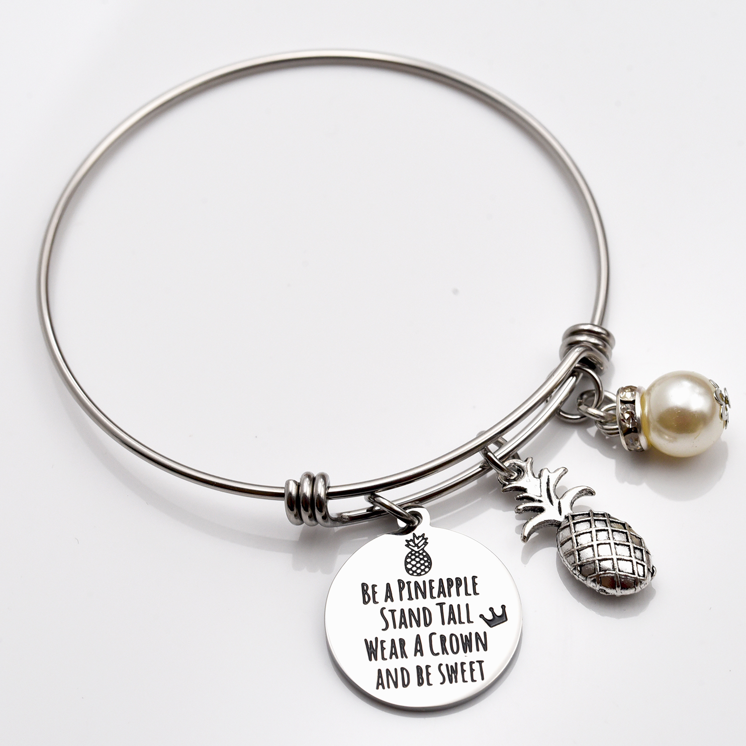 LParkin Pineapple Bracelet Be A Pineapple Sand Tall Wear A Crown Tropical Inspirational Bangle Bracelet Friendship Bracelets Gift