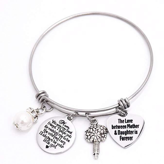 Wedding Gift for Mom Stainless Steel Bangle Bracelet The Love Between Mother And Daughter Is Forever