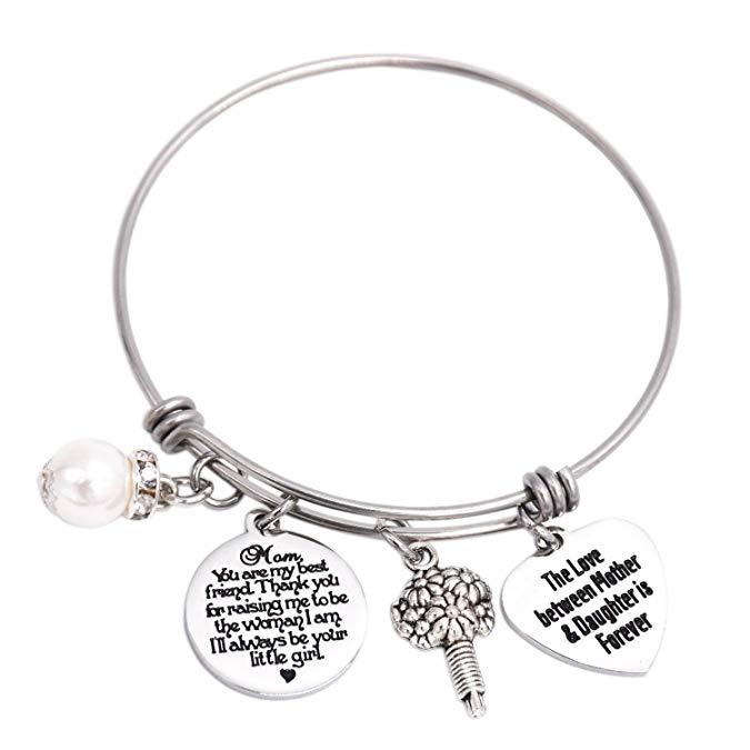 Wedding Gift for Mom Stainless Steel Bangle Bracelet The Love Between Mother And Daughter Is Forever