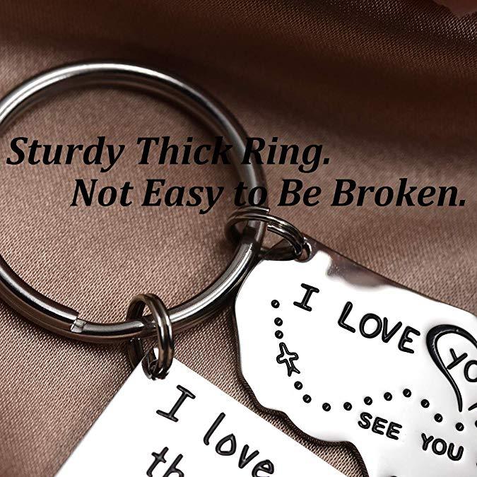 Love Keychains for Couples I Love You More Than The Miles Between Us I Will See You Soon Long I'll Always Love You No Matter The Distance Long
