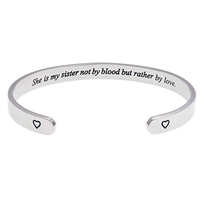 Stepsister Bracelet She is My Sister Not by Blood But Rather by Love Bridal Party Birthday Gift Sister in Law Jewelry Gifts