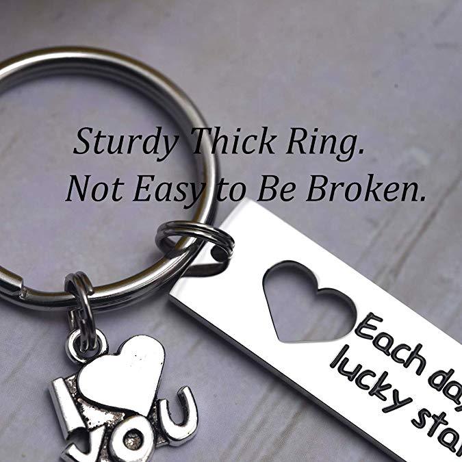 Each Day I Thank My Lucky Stars for You Valentine's Day Keyring Groom Gift Bride Gifts Wedding for Her