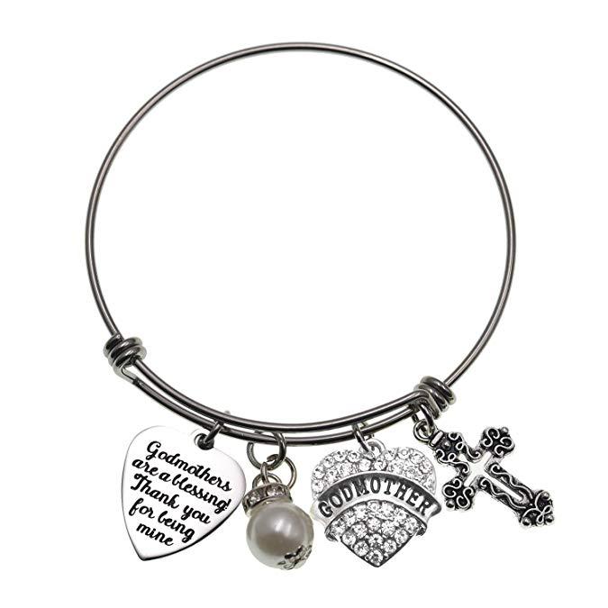 LParkin Godmother Bracelet Godmothers are a Blessing Thank You for Being Mine Bangle Stainless Steel Godmother Gift Jewelry Bracelets