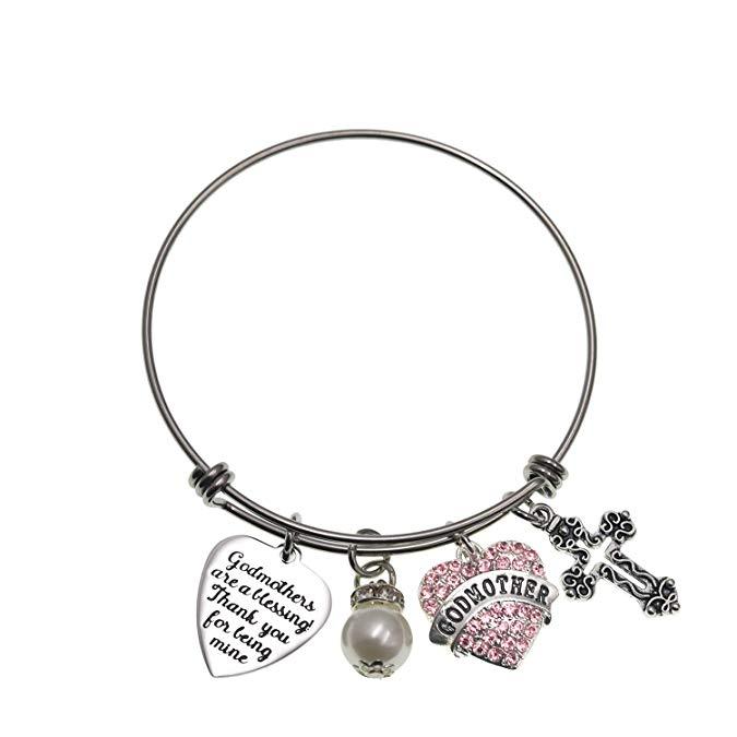 LParkin Godmother Bracelet Godmothers are a Blessing Thank You for Being Mine Bangle Stainless Steel Godmother Gift Jewelry Bracelets