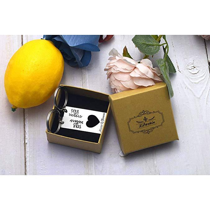 LParkin Soul Sister Keychains for 2 Always & Forever Sister Keychain Jewelry for Women Sister Gift Best Friends Key Chain Set