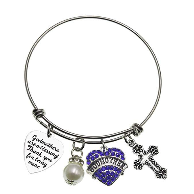 LParkin Godmother Bracelet Godmothers are a Blessing Thank You for Being Mine Bangle Stainless Steel Godmother Gift Jewelry Bracelets