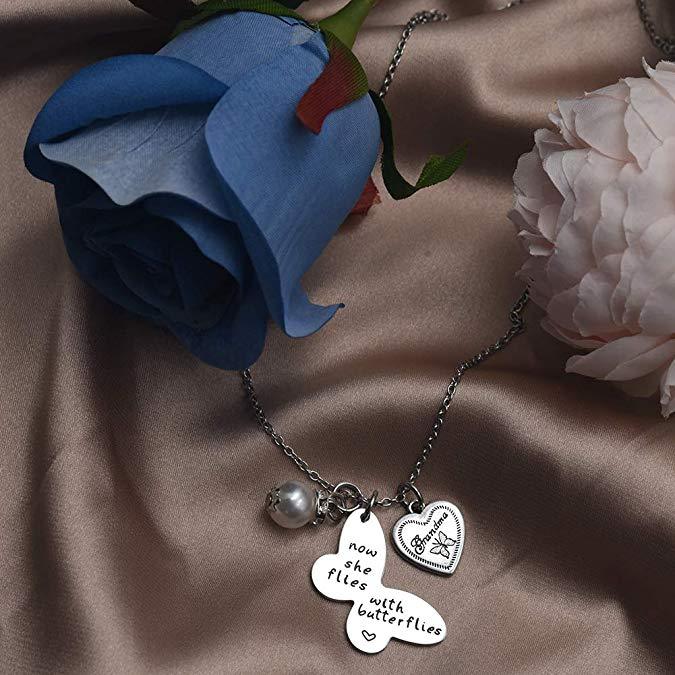 LParkin Sympathy Gift Butterfly Necklace Now She Flies Butterflies Memory Necklace in Memory Necklaces Remembrance Gift Loss a Loved One Butterfly Jew