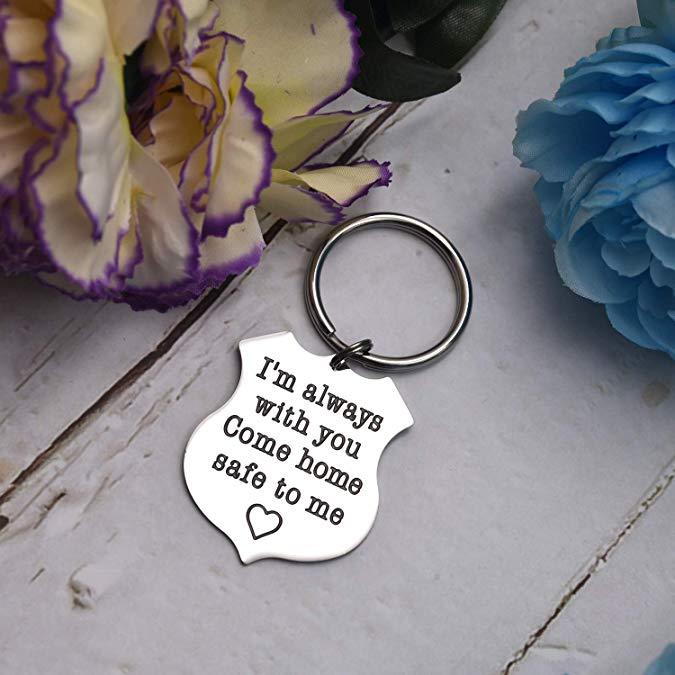 LParkin Officer Gift Sheriff Gifts I Am Always with You Come Home Safe to Me Keychain