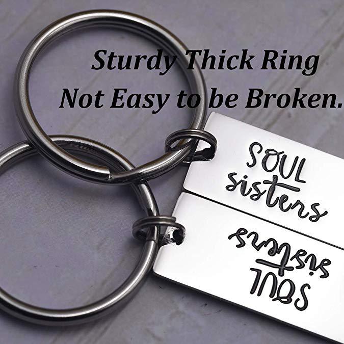 LParkin Soul Sister Keychains for 2 Always & Forever Sister Keychain Jewelry for Women Sister Gift Best Friends Key Chain Set