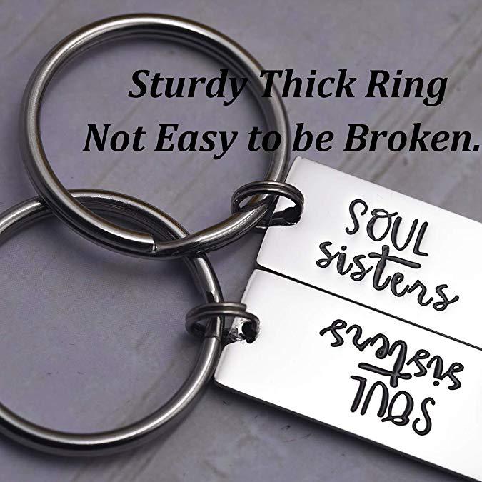 LParkin Soul Sister Keychains for 2 Always &amp; Forever Sister Keychain Jewelry for Women Sister Gift Best Friends Key Chain Set
