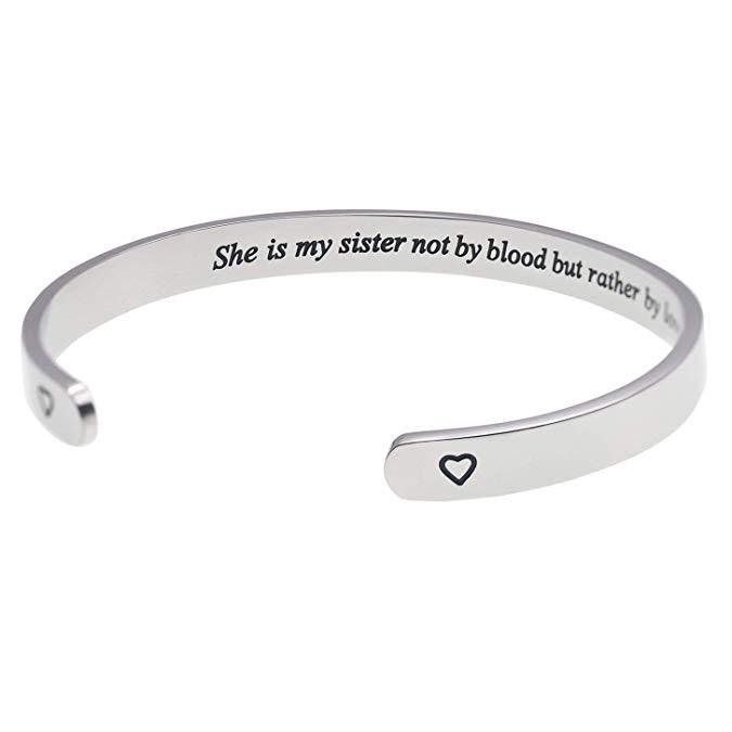 Stepsister Bracelet She is My Sister Not by Blood But Rather by Love Bridal Party Birthday Gift Sister in Law Jewelry Gifts