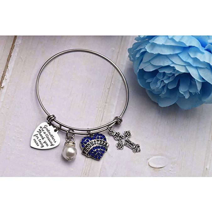 LParkin Godmother Bracelet Godmothers are a Blessing Thank You for Being Mine Bangle Stainless Steel Godmother Gift Jewelry Bracelets