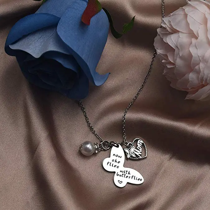 LParkin Sympathy Gift Butterfly Necklace Now She Flies Butterflies Memory Necklace in Memory Necklaces Remembrance Gift Loss a Loved One Butterfly Jew