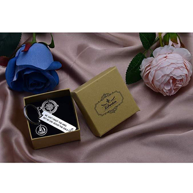 LParkin We Can't Direct The Wind But We Can Adjust The Sails Key Chain Necklaces Inspiration Necklace Keychain Gift for Her