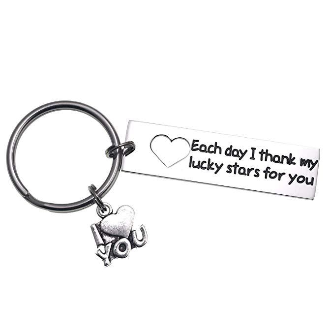 Each Day I Thank My Lucky Stars for You Valentine's Day Keyring Groom Gift Bride Gifts Wedding for Her
