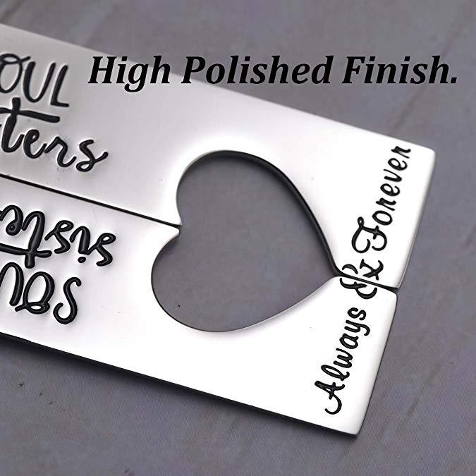 LParkin Soul Sister Keychains for 2 Always & Forever Sister Keychain Jewelry for Women Sister Gift Best Friends Key Chain Set