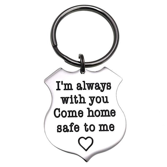 LParkin Officer Gift Sheriff Gifts I Am Always with You Come Home Safe to Me Keychain