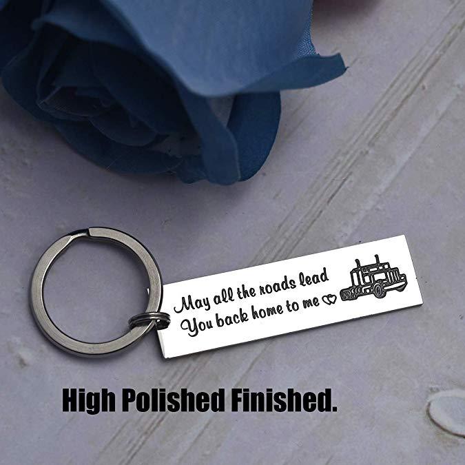 Truck Driver Gifts Key Chain May All The Roads Lead You Back Home to Me Keychain Couple Gifts for Him Long Distance Relationship Gift for Trucker