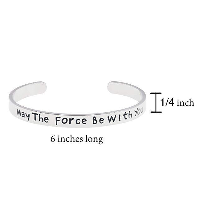 LParkin May The Force Be with You Cuff Bracelet Stainless Steel High Polished Finish Cuff Bracelet Men Women