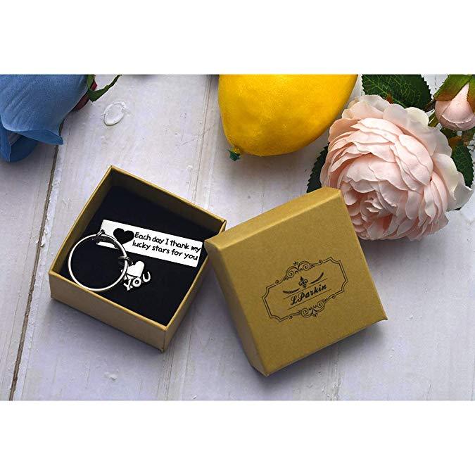 Each Day I Thank My Lucky Stars for You Valentine's Day Keyring Groom Gift Bride Gifts Wedding for Her