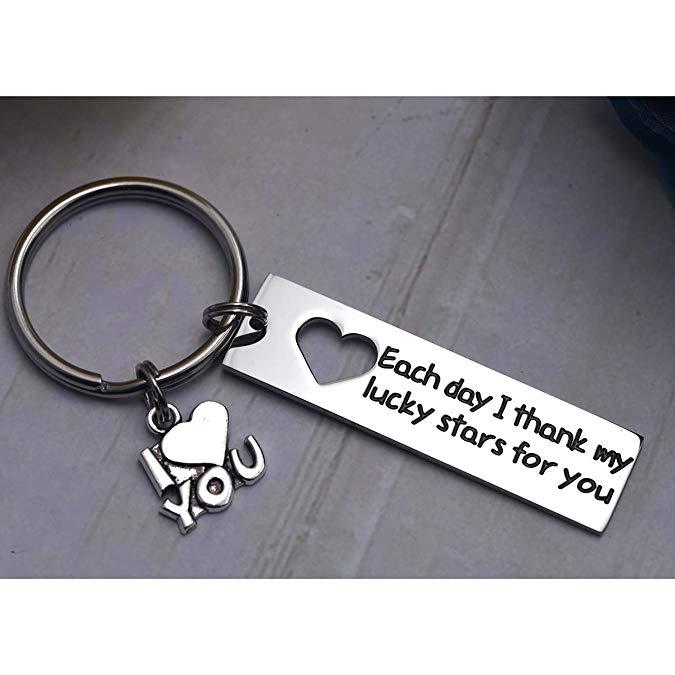 Each Day I Thank My Lucky Stars for You Valentine's Day Keyring Groom Gift Bride Gifts Wedding for Her