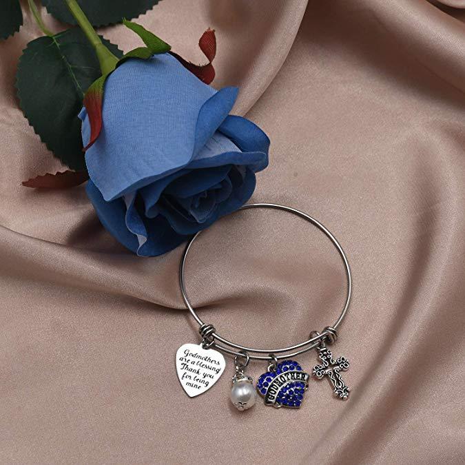 LParkin Godmother Bracelet Godmothers are a Blessing Thank You for Being Mine Bangle Stainless Steel Godmother Gift Jewelry Bracelets