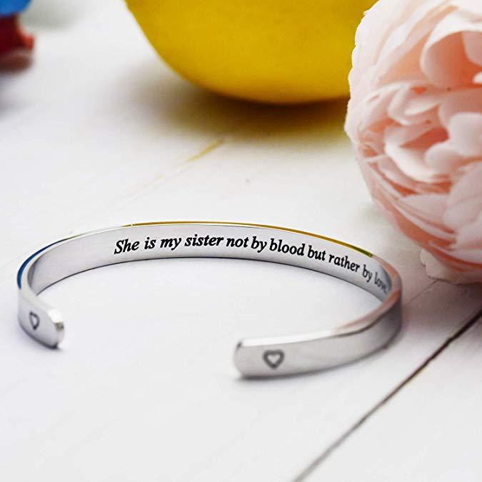 Stepsister Bracelet She is My Sister Not by Blood But Rather by Love Bridal Party Birthday Gift Sister in Law Jewelry Gifts