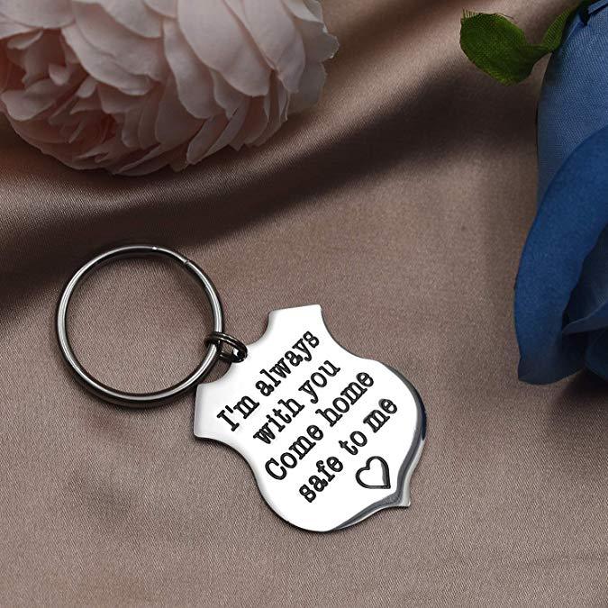 LParkin Officer Gift Sheriff Gifts I Am Always with You Come Home Safe to Me Keychain