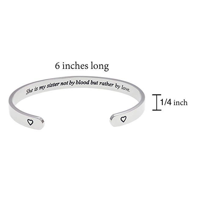 Stepsister Bracelet She is My Sister Not by Blood But Rather by Love Bridal Party Birthday Gift Sister in Law Jewelry Gifts