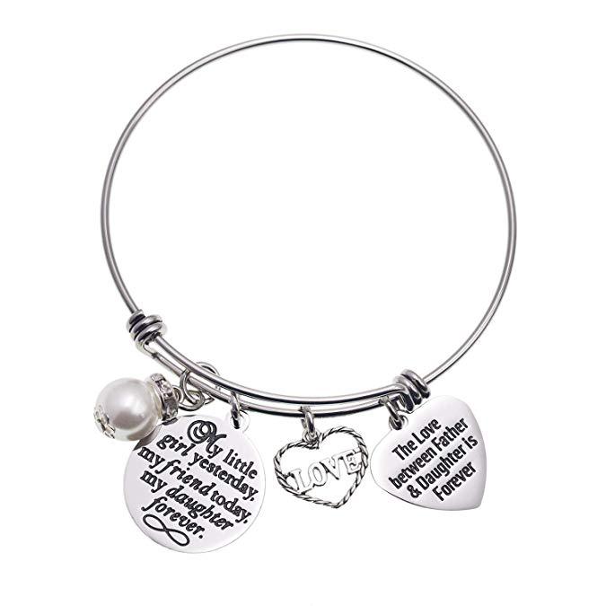 A Little Girl Yesterday A Friend Today My Daughter Forever Bangle Bracelet The Love Between Mother Daughter is Forever Wedding Day Gift from Parent