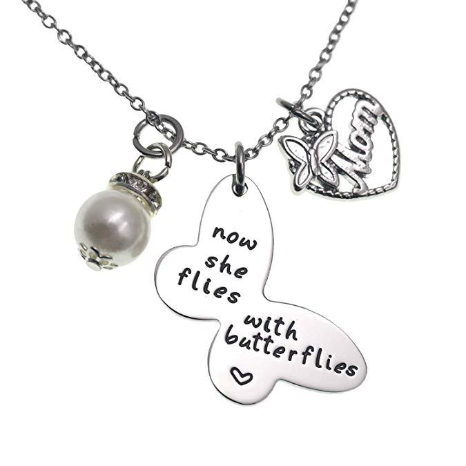 LParkin Sympathy Gift Butterfly Necklace Now She Flies Butterflies Memory Necklace in Memory Necklaces Remembrance Gift Loss a Loved One Butterfly Jew