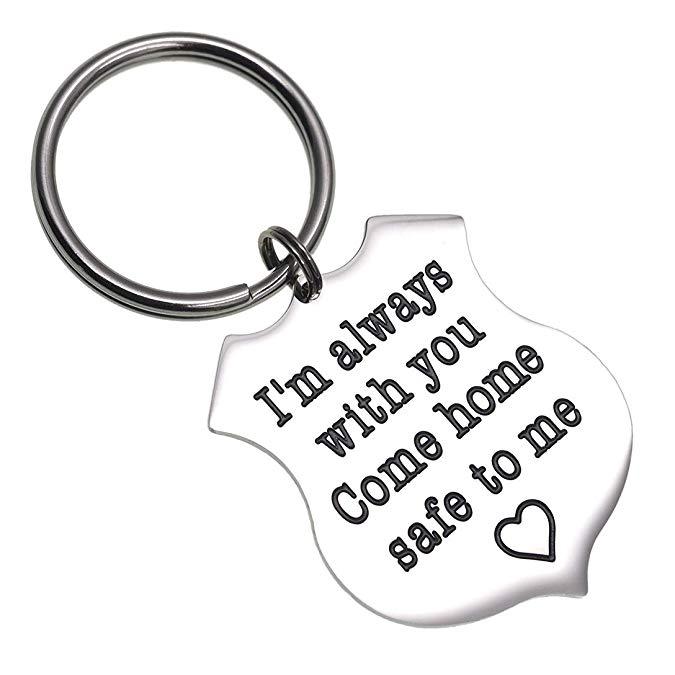 LParkin Officer Gift Sheriff Gifts I Am Always with You Come Home Safe to Me Keychain